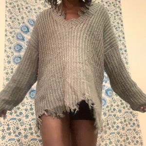 LUSH distressed detail sweater